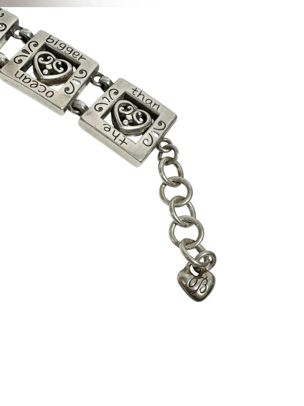 Brighton Silver & Red Heart Dress Engraved Motivational Quote Bracelet